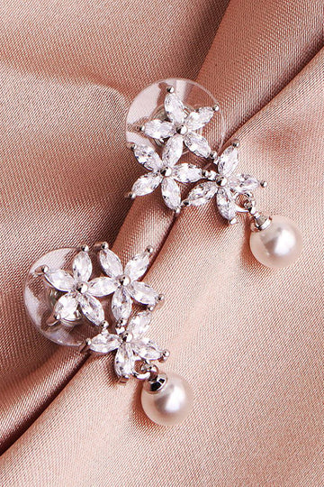 Flower Pearl Rhinestone Øreringe